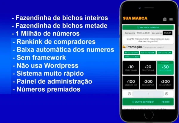 Script de Rifa em php 10 Milhões de Cotas