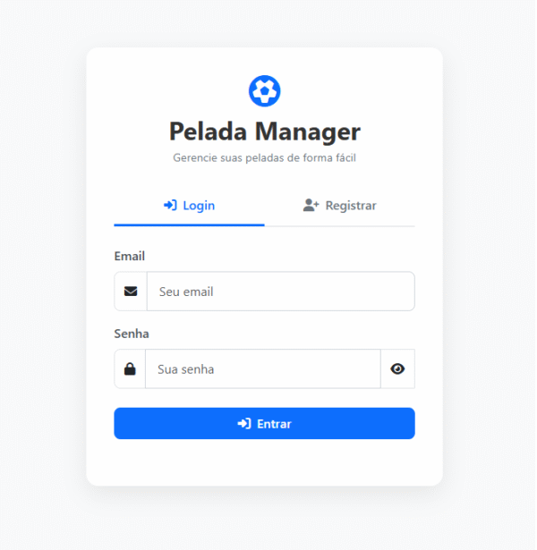 Pelada Manager Gestão simples e rápida para o futebol amador.